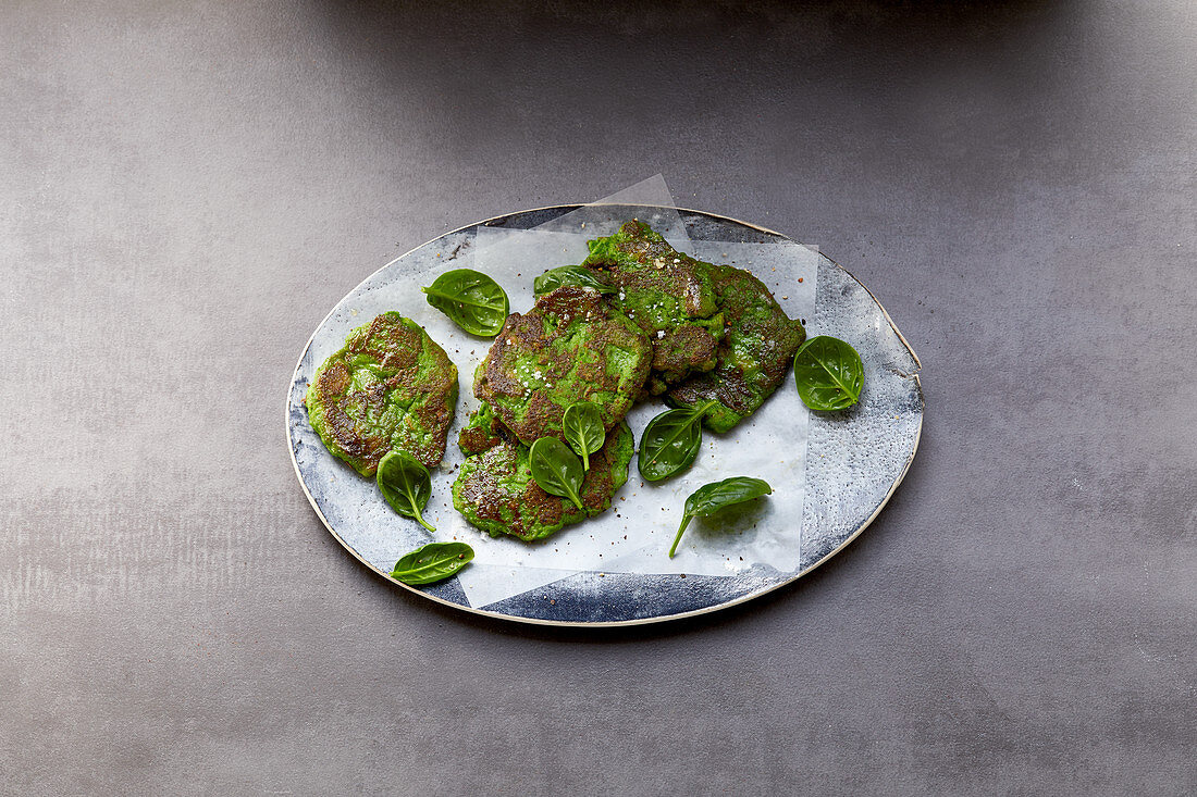 Green spinach and potato fritters