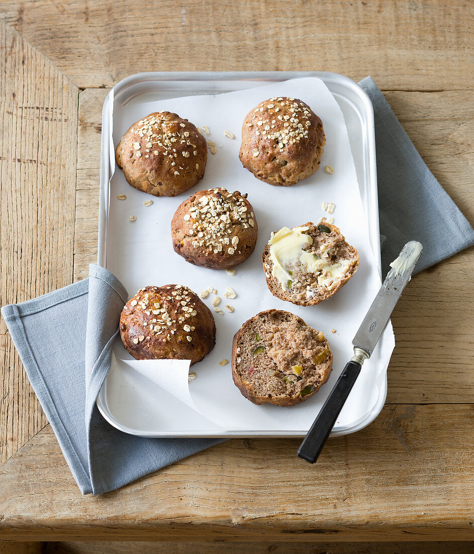 Muesli bread with butter