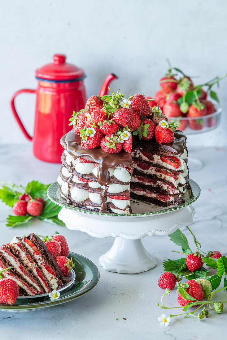 Erdbeer-Schokoladentorte mit Mascarpone