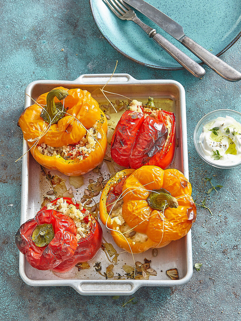 Grilled bell peppers with couscous