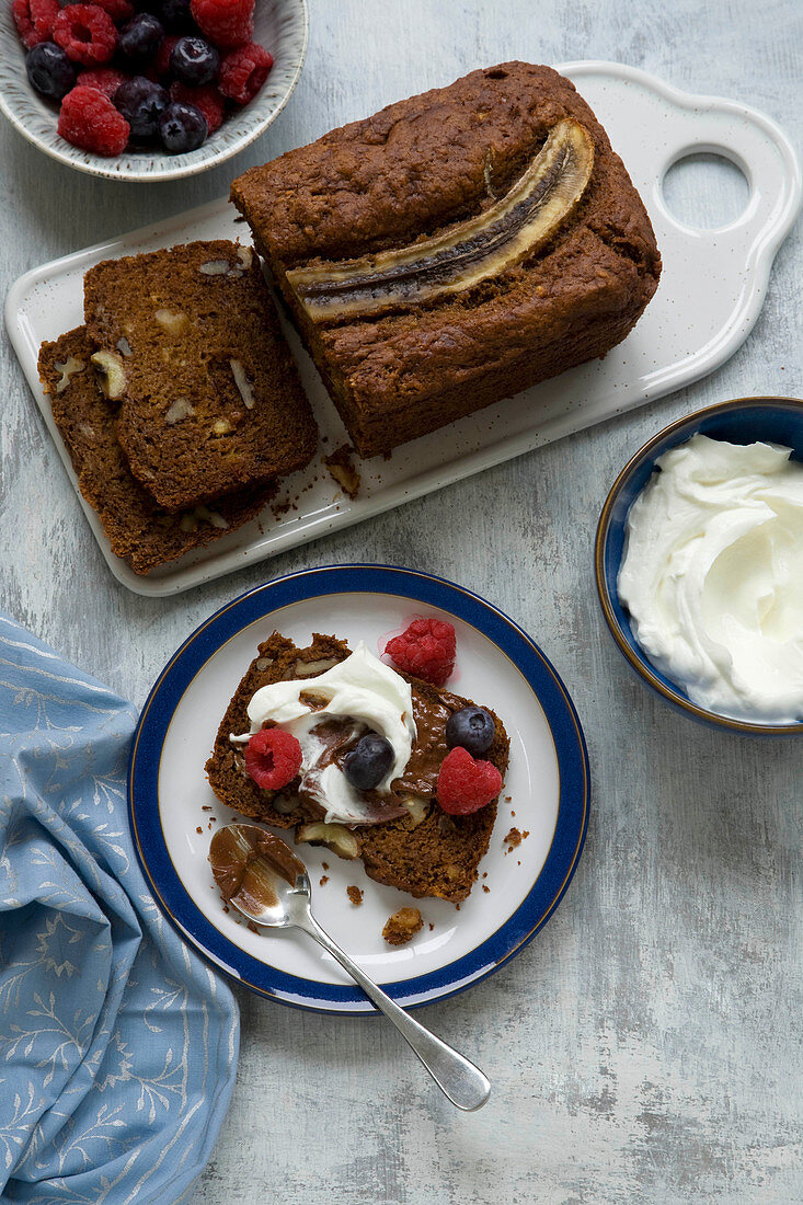 Banana bread and berries