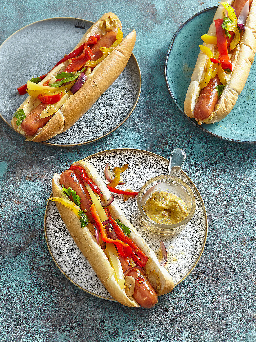 Hot dogs with peppers