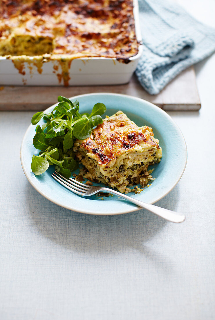 Spinach, ricotta and pesto lasagne