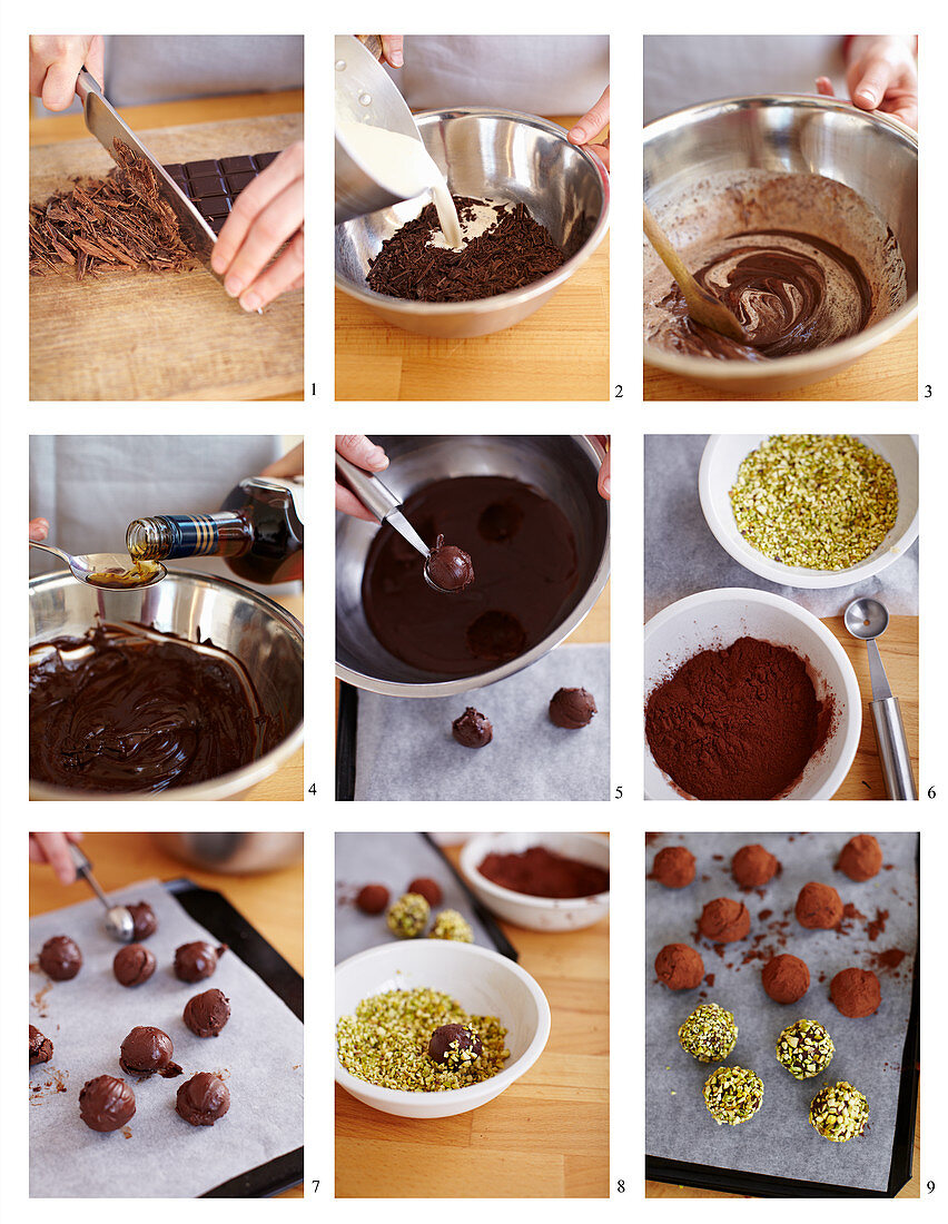 Preparing chocolate truffles