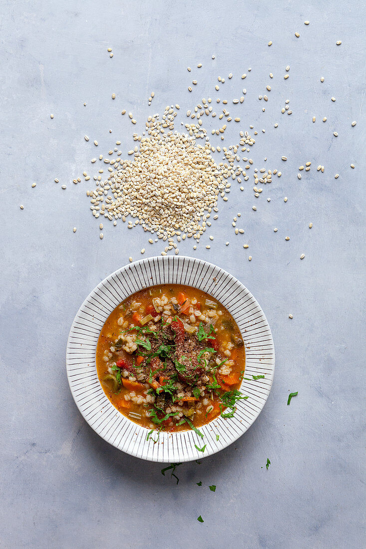 Barley soup with vegetable