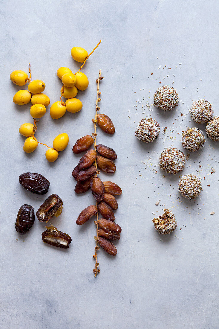 Fresh and dried dates and energy balls