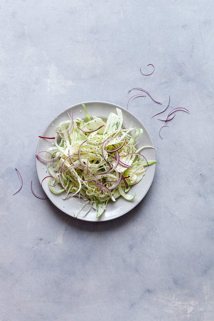 Fenchelsalat mit roten Zwiebeln