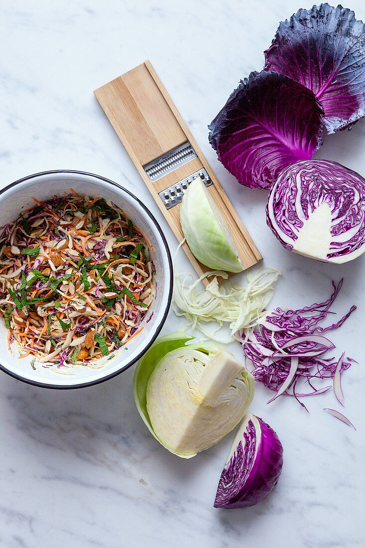 Red and white cabbage coleslaw