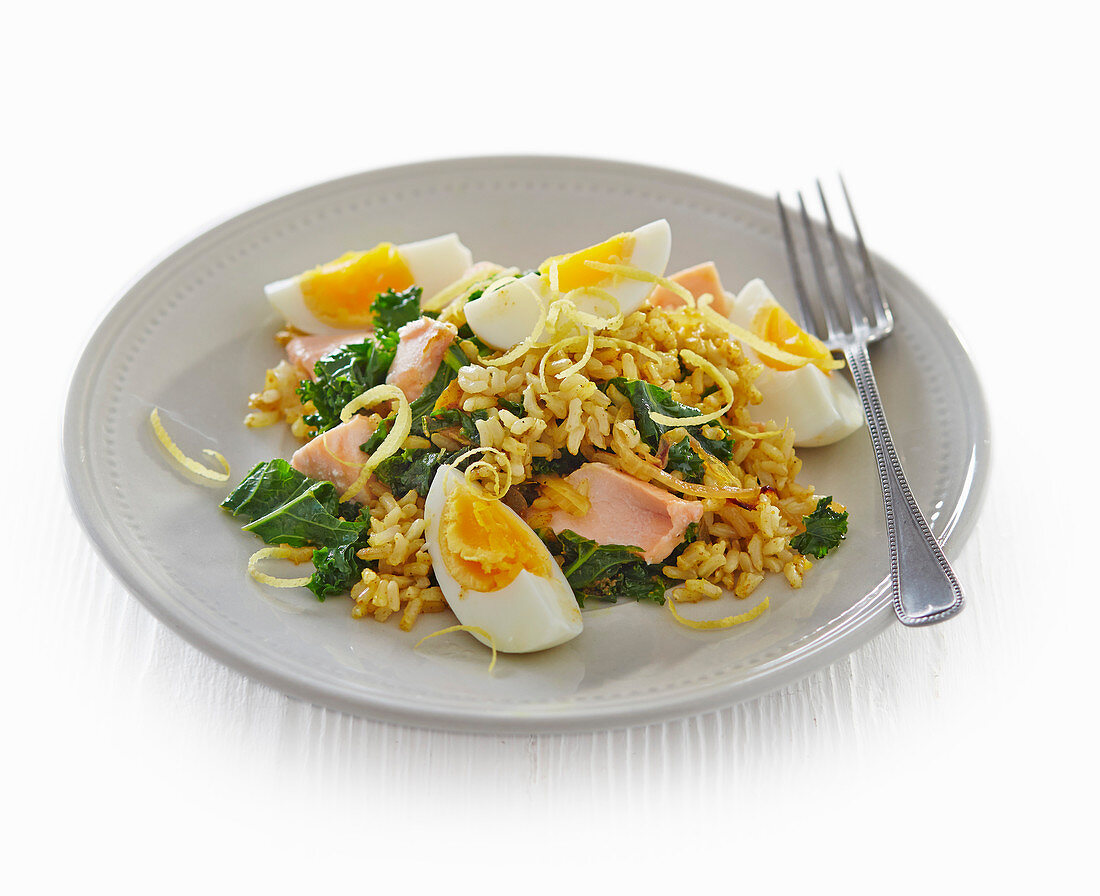 Kale and salmon kedgeree