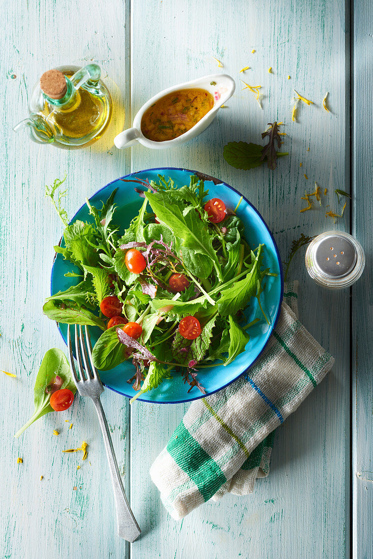 Mixed leaf salad with Asian dressing