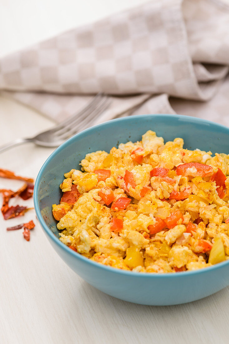 Mexican-style scrambled eggs with chilli
