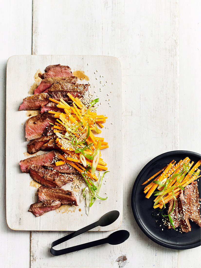 Steak with pickled carrots