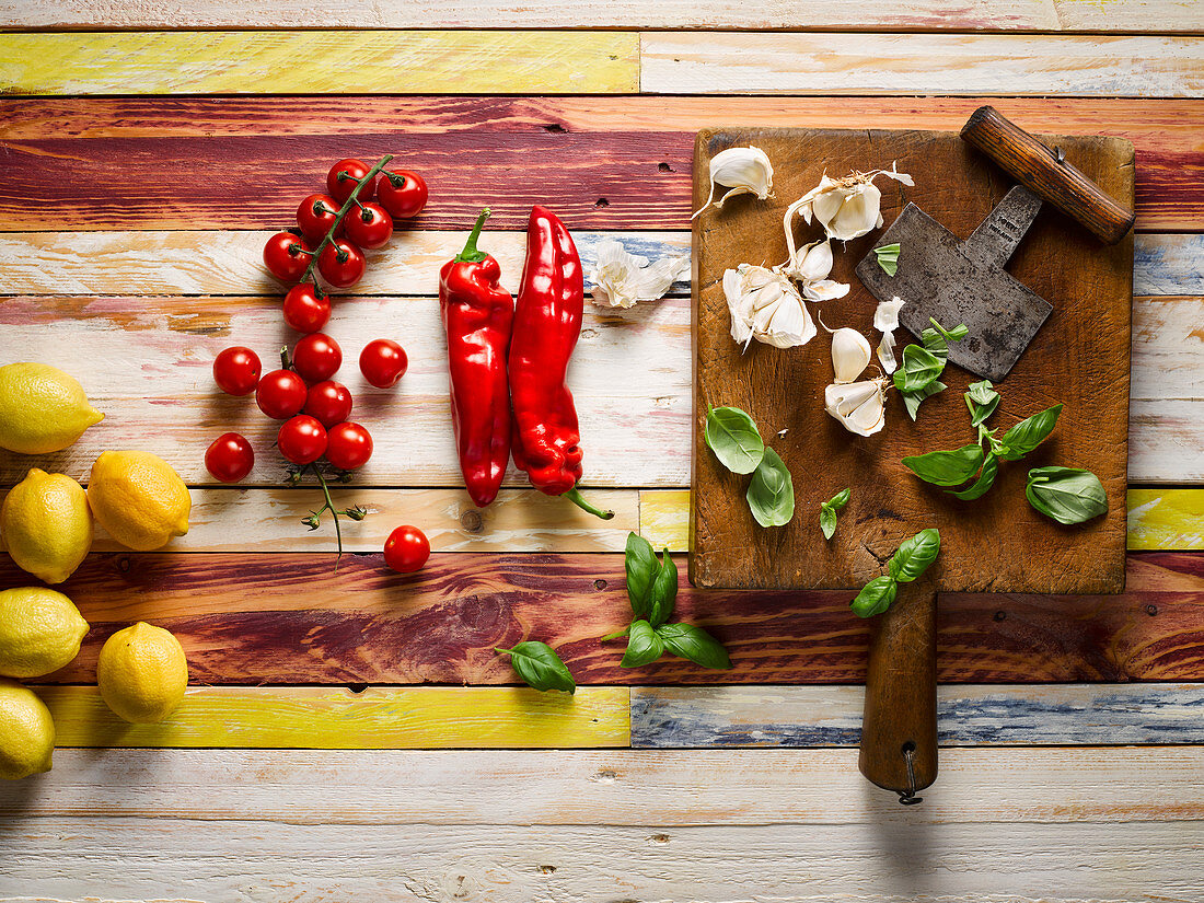 A selection of italian fruit and vegetables