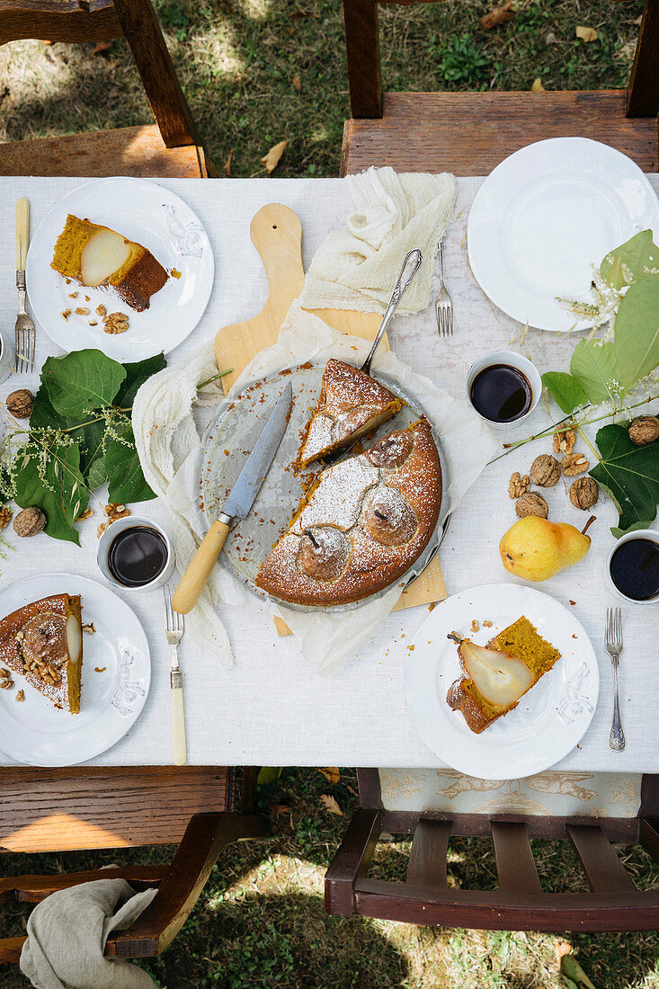 Pear cake on an autumn day