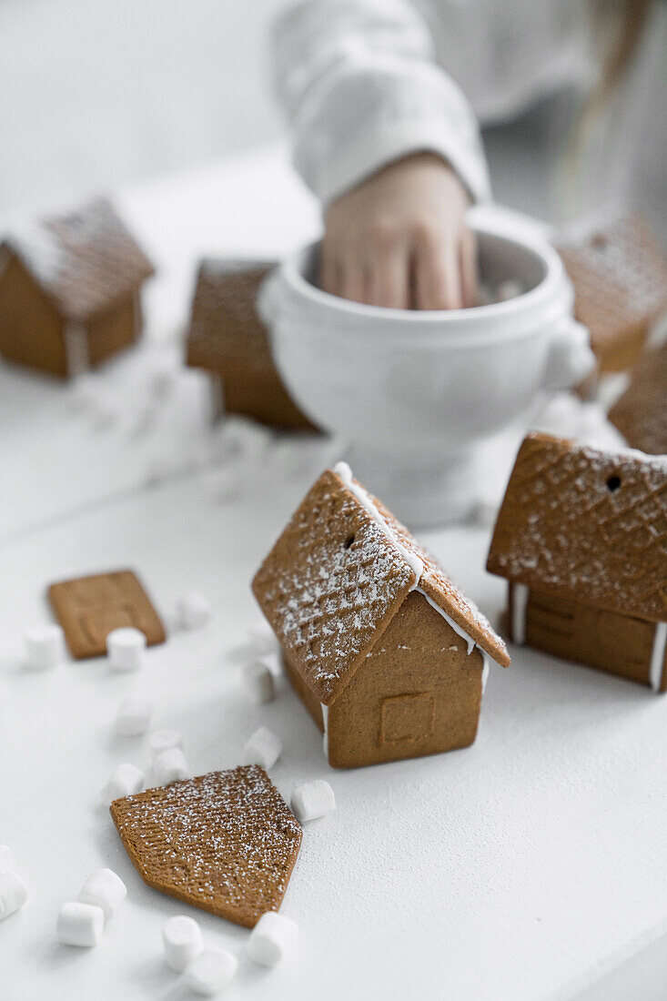 Gingerbread houses and mini marshmallows