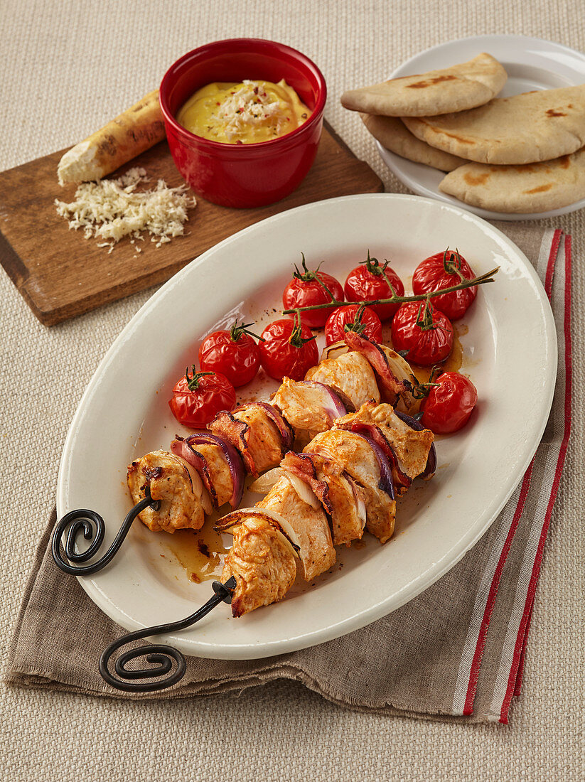 Chicken shashlik with horseradish mayonnaise