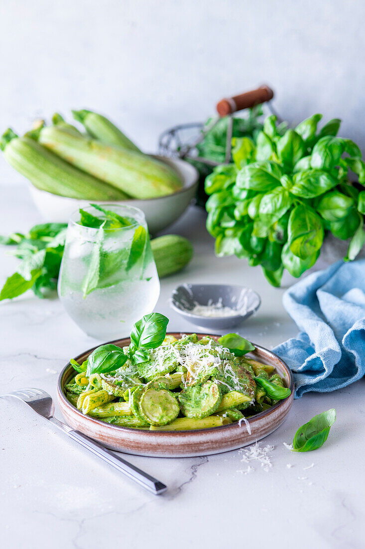 Pesto zucchini pasta