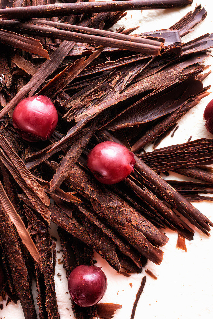 Close up detail of Black Forest cake