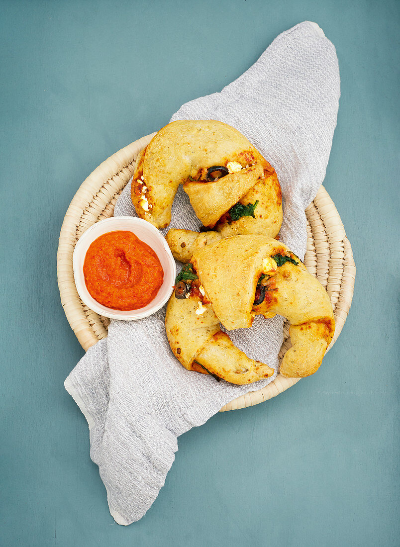 Feta and spinach croissants