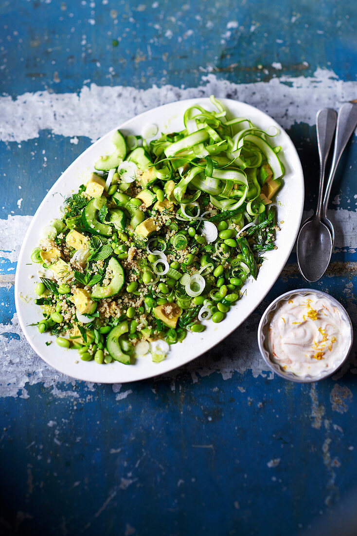 Asparagus, avocado and quinoa superfood tabbouleh