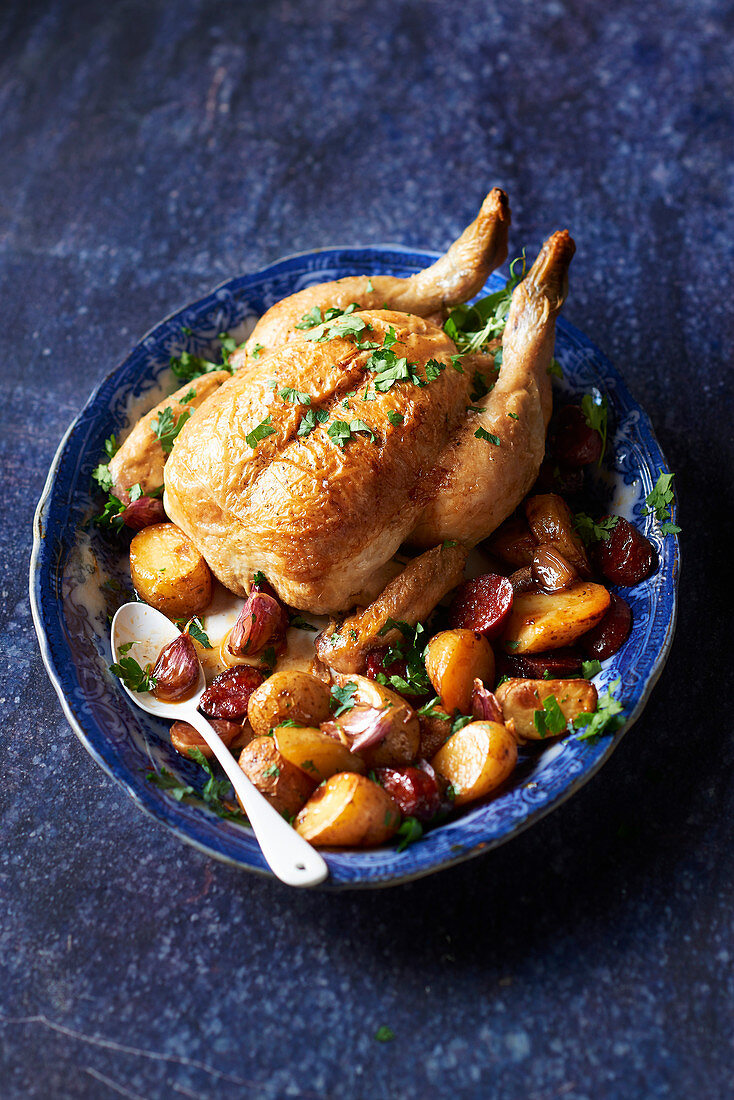 One-pot chicken with chorizo and new potatoes