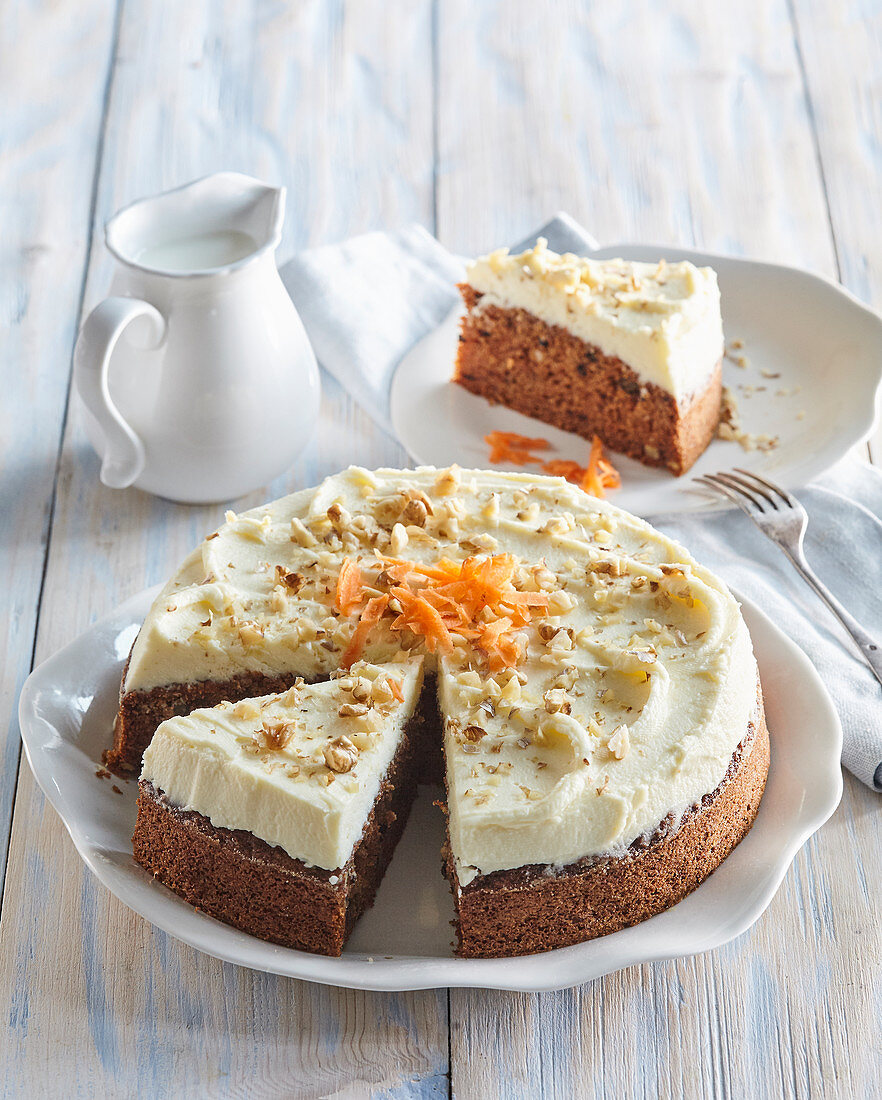 Carrot cake with cottage cheese topping