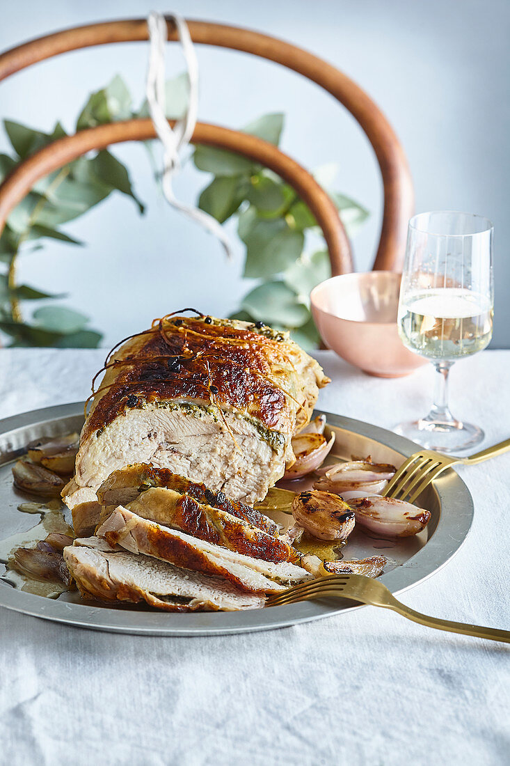 Braised turkey breast with herb butter
