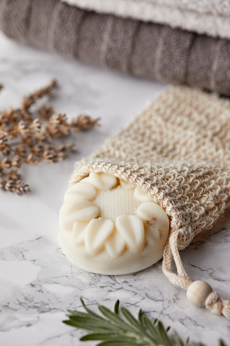 Handmade, natural soap made with lavender oil