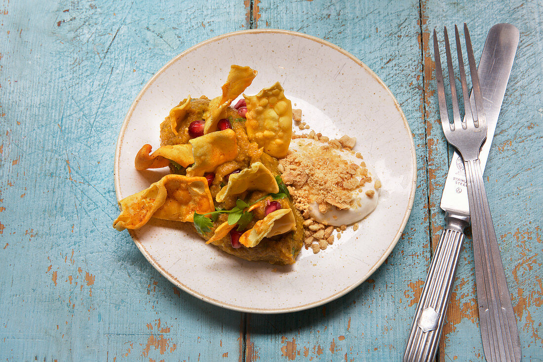 Indian breakfast with eggplant