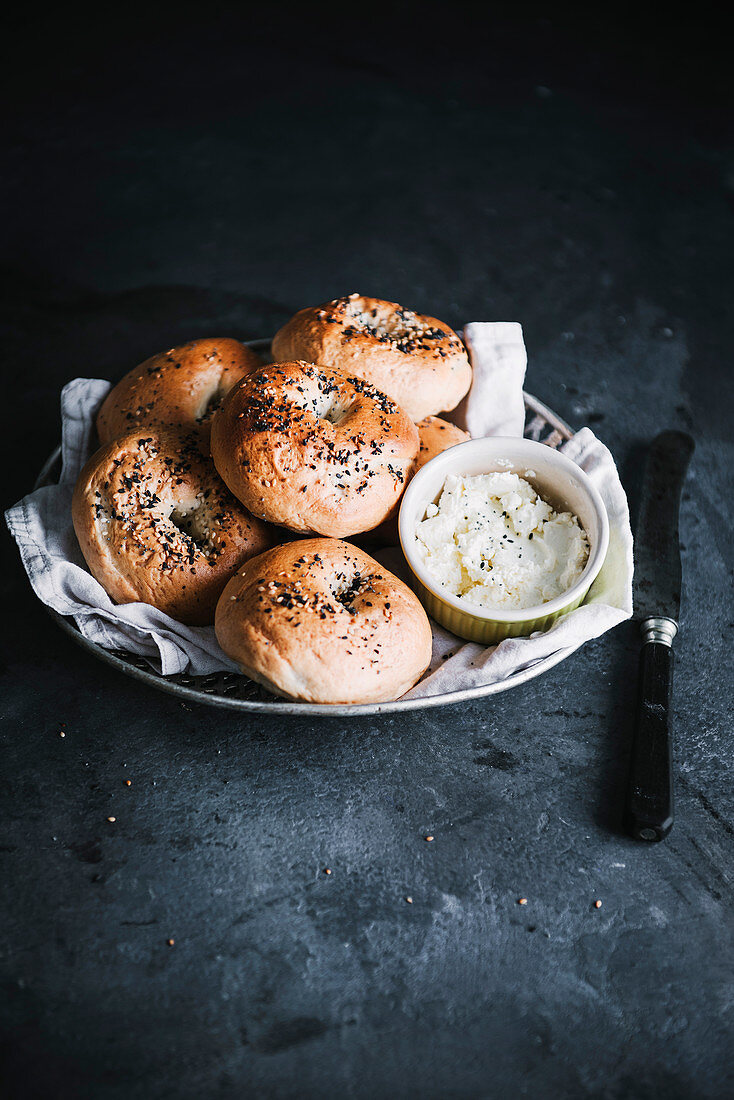 Bagels with cheese cream