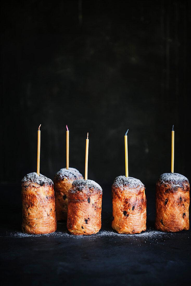 Mini panettones with candles