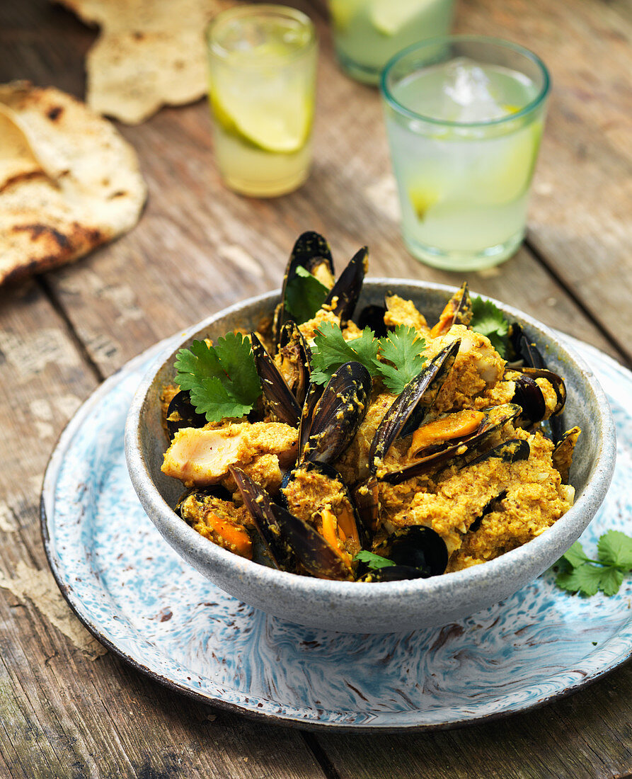 Fisch-Meeresfrüchte-Curry aus Goa (Indien)