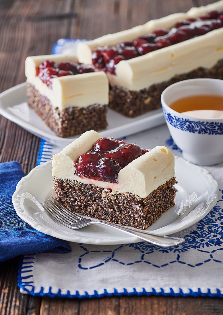 Poppy seed cuts with sour cherries