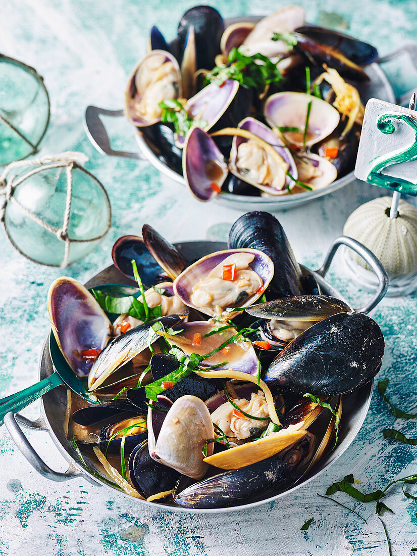 Mussels and Pipis with Ginger and Lime