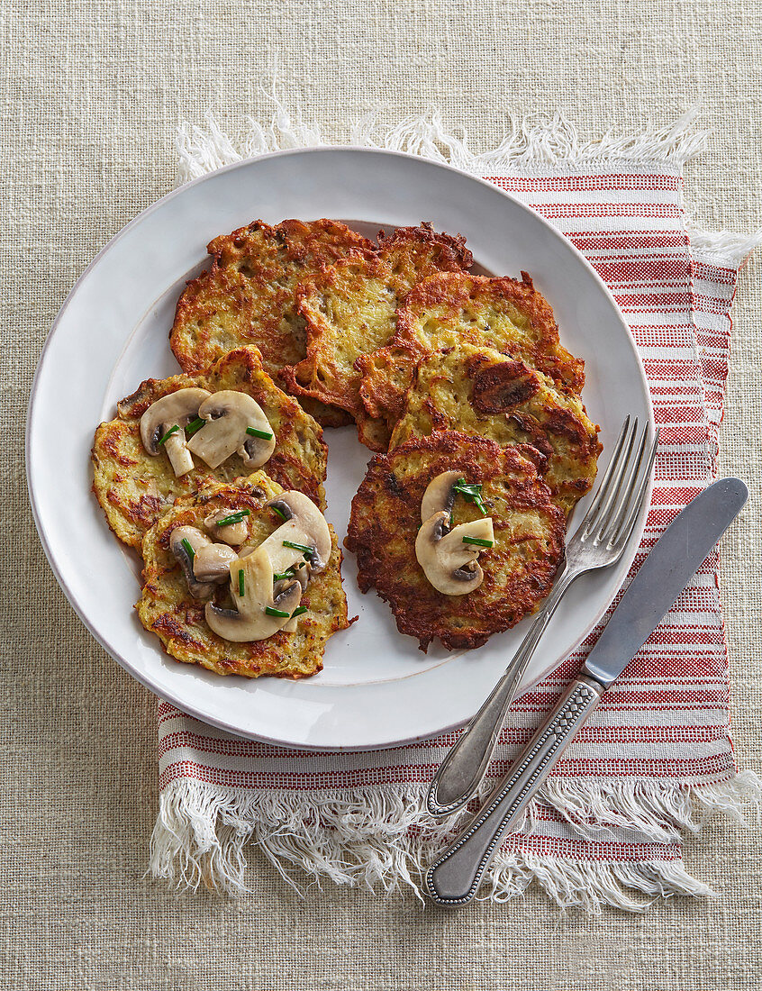 Potato pancakes with mushrooms