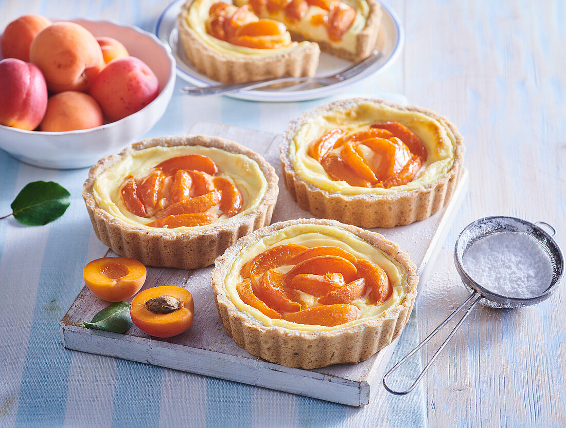 Pudding tartlets with apricots