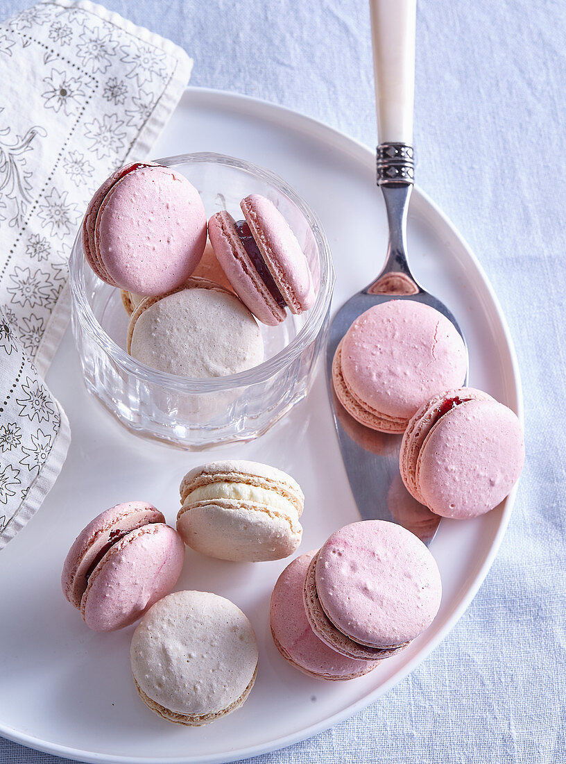 Raspberry and vanilla macarons