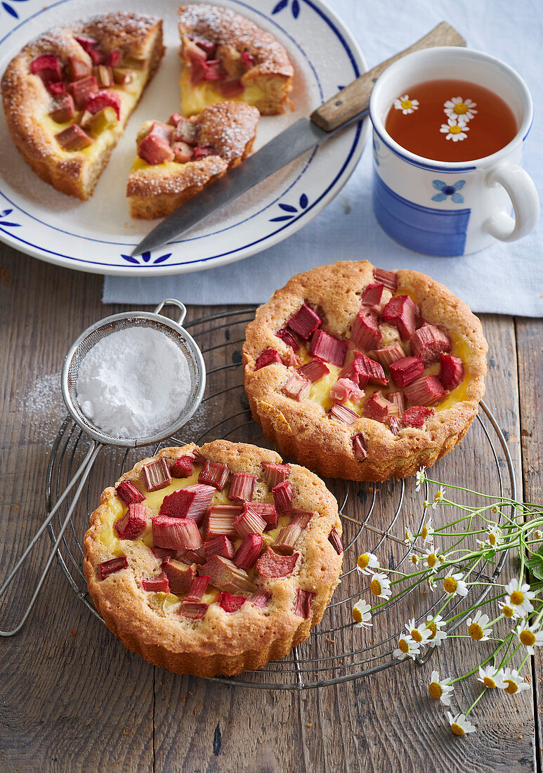 Rhubarb Pies with Yolk Cream