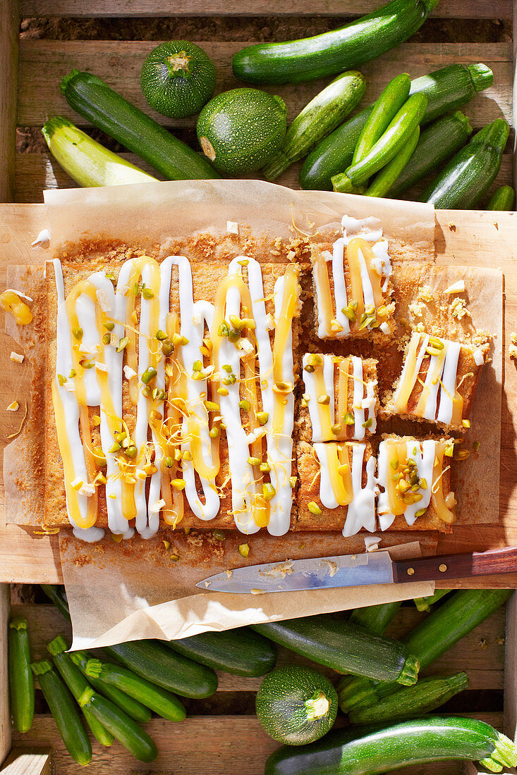 Pistachio, courgette and lemon cake