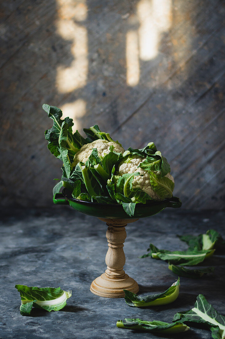 Two raw cauliflower heads