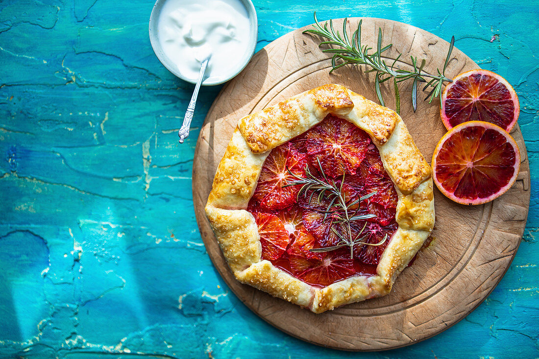 Galette with blood oranges and rosemary