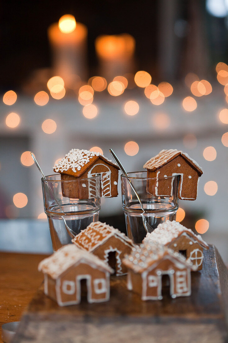 Decorated gingerbread houses