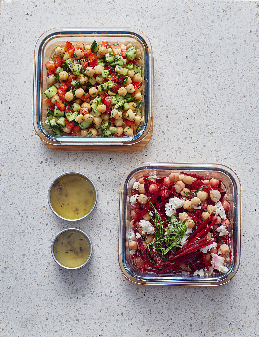 Two types of chickpea salads
