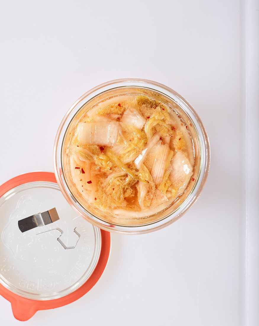 Kimchi in a preserving jar