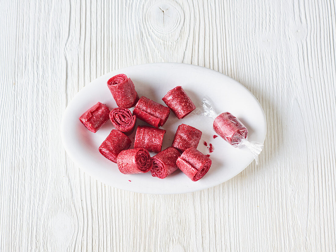Raspberry and coconut fruit leather