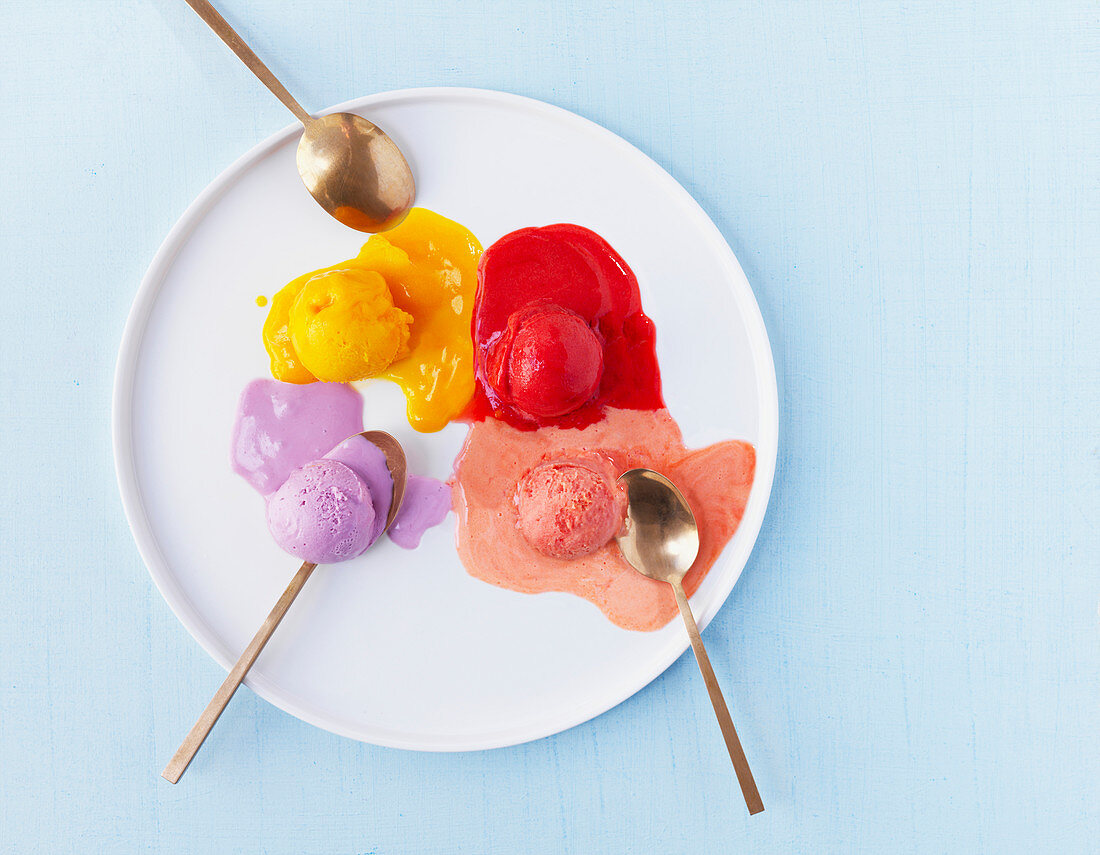 Overhead View of Colourful Balls Of Gelato Ice Cream