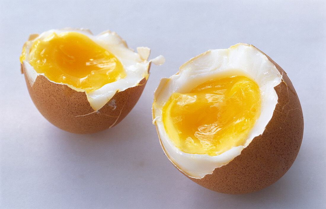 Opened soft breakfast egg