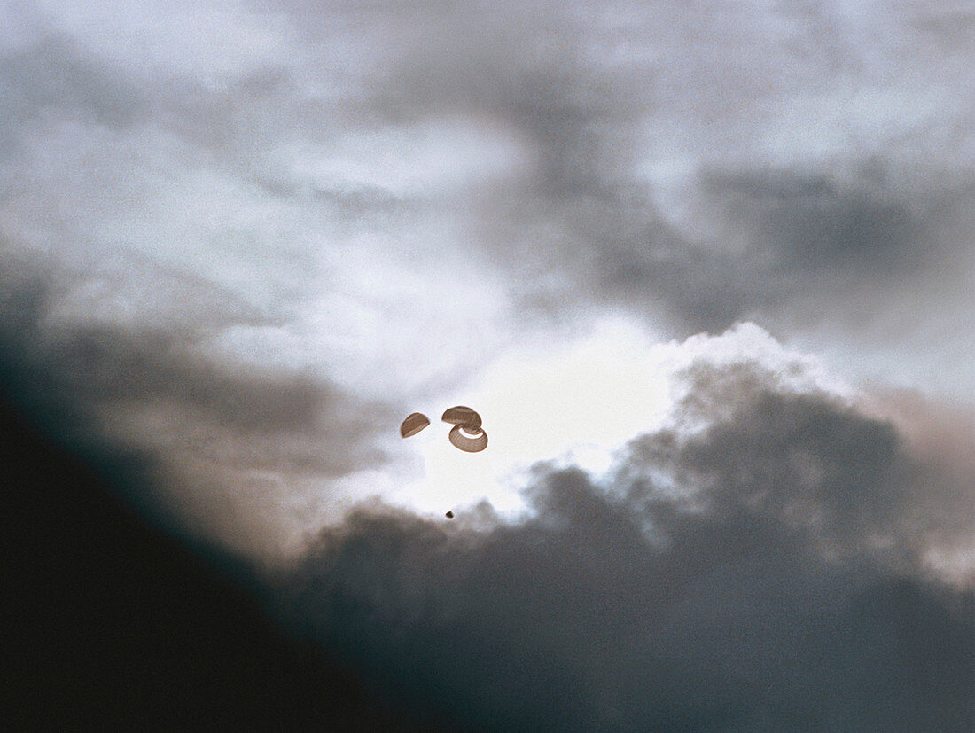 Apollo 13 parachuting back to Earth