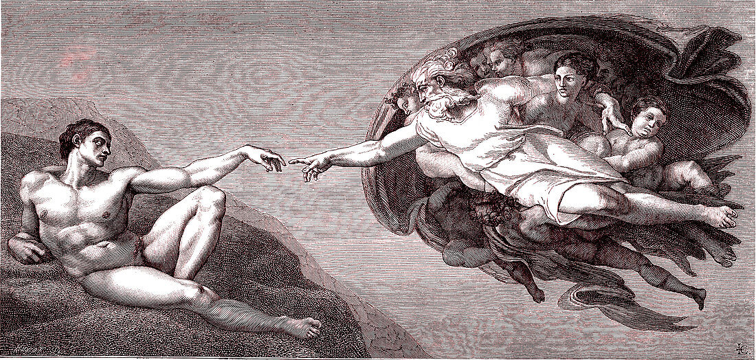 Michelangelo's 'Creation of Adam', illustration