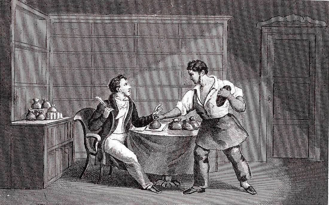 The Cobbler and The Financier, allegorical illustration
